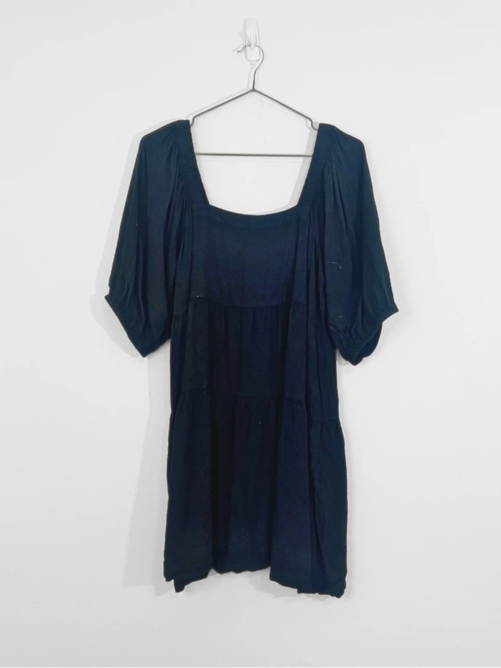 Women's Black Mini Dress with Square Neck